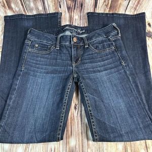 American Eagle AE HIPSTER Womens Size 4 Wide Flare Leg Jeans Denim Pants 30x32
